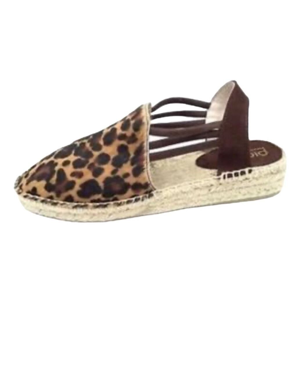 Picon Leopard Print Calf Hair Slip On Espadrille Sandals Size 7.5